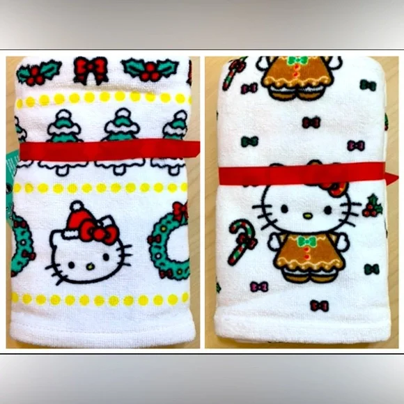 🎄HelloKitty Christmas Hand Towel 4PC Bundle Gingerbread Wreath Holiday 2024 NEW - Picture 6 of 10